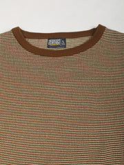 Brown Pixel Knit Flat-Knit Half-Sleeve T-Shirt