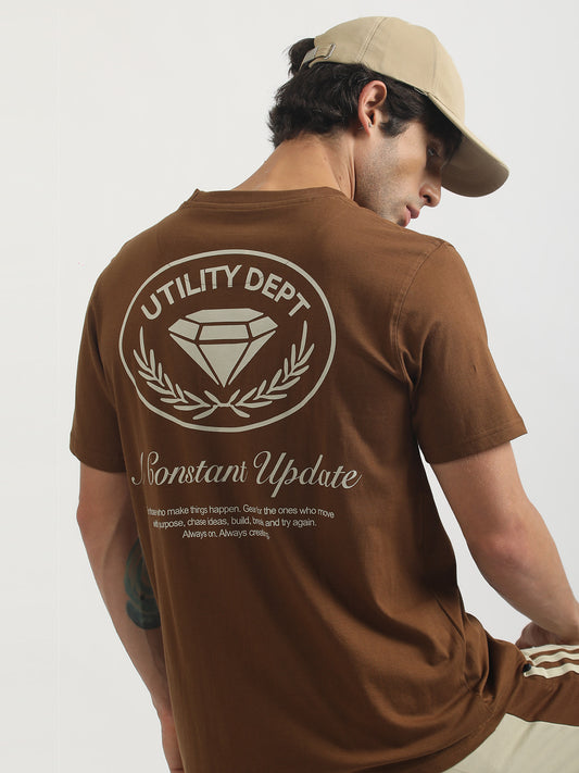 Utility Dept Brown Half Sleeve T-Shirt