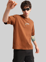 Border Line Brown Half Sleeve T-Shirt