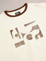 Abstract Art Cream, Brown Half Sleeve T-Shirt