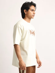 Seeyoung  Cream, Brown Half Sleeve T-Shirt