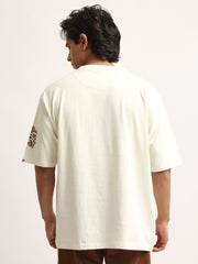 Seeyoung  Cream, Brown Half Sleeve T-Shirt