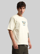 Pizza Box Cream, Green Half Sleeve T-Shirt