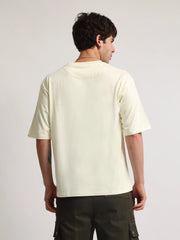 Pizza Box Cream, Green Half Sleeve T-Shirt