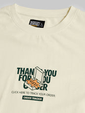 Pizza Box Cream, Green Half Sleeve T-Shirt