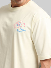 Tropic Rush Cream, Pink Half Sleeve T-Shirt