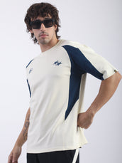 Star Cream, Teal Blue Half Sleeve T-Shirt