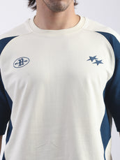 Star Cream, Teal Blue Half Sleeve T-Shirt