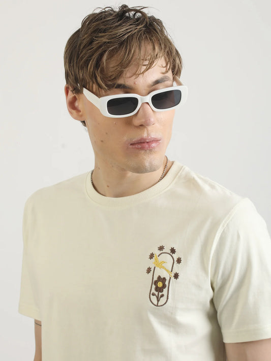 Nature Cream, Brown Half Sleeve T-Shirt