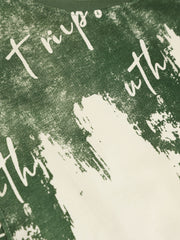 Wordings Cream, Green Half Sleeve T-Shirt