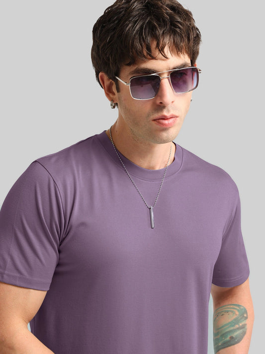 Basic Solid Dark Onion Half Sleeve T-Shirt