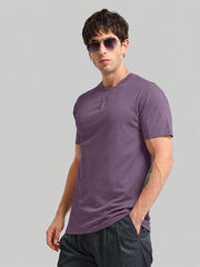 Basic Solid Dark Onion Half Sleeve T-Shirt