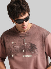 Appearance Patch Dusty Pink Half Sleeve T-Shirt