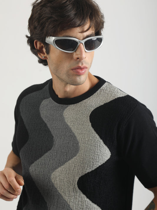 Fluid Form FlatKnit Black Half Sleeve T-Shirt