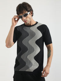 Fluid Form FlatKnit Black Half Sleeve T-Shirt