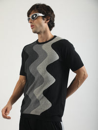 Fluid Form FlatKnit Black Half Sleeve T-Shirt
