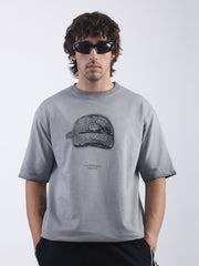 Genz Cap Grey Half Sleeve T-Shirt