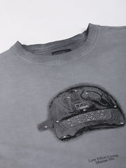 Genz Cap Grey Half Sleeve T-Shirt