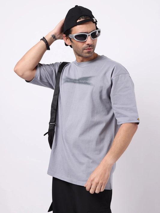 Young Uniquex Grey Half Sleeve T-Shirt