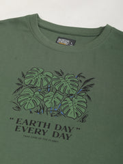 Earth Day Hunter Green Half Sleeve T-Shirt