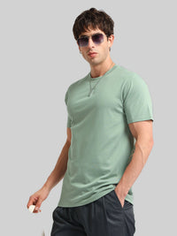 Basic Solid Light Green Half Sleeve T-Shirt