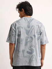 Alphabet Light Grey Half Sleeve T-Shirt