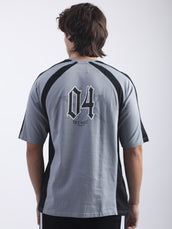 Out West Light Grey, Black Half Sleeve T-Shirt