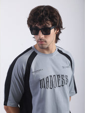 Out West Light Grey, Black Half Sleeve T-Shirt