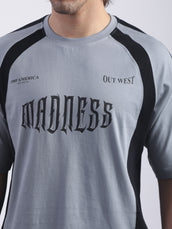 Out West Light Grey, Black Half Sleeve T-Shirt