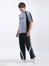 Out West Light Grey, Black Half Sleeve T-Shirt