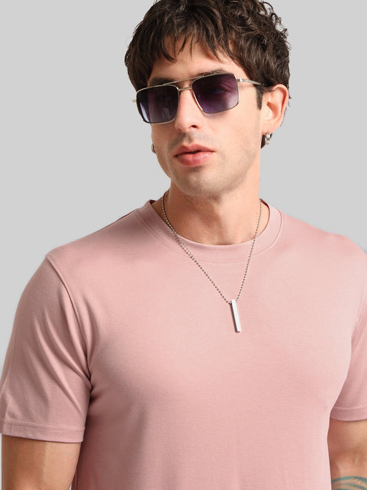 Basic Solid Light Orange Half Sleeve T-Shirt