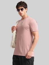 Basic Solid Pink Half Sleeve T-Shirt