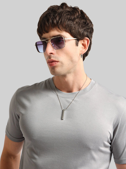 Basic Solid Silver Grey Half Sleeve T-Shirt
