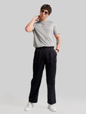 Basic Solid Silver Grey Half Sleeve T-Shirt