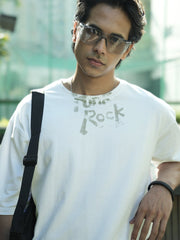Rock White Half Sleeve T-Shirt