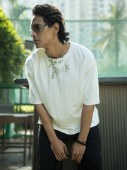 Rock White Half Sleeve T-Shirt