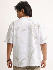 Strom Spray Print White, Grey Half Sleeve T-Shirt