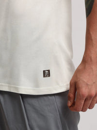 Basic Solid Cream Half Sleeve T-Shirt