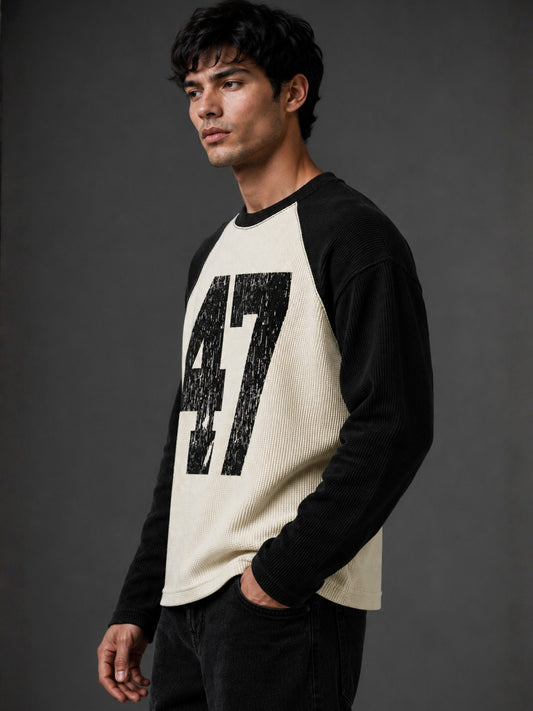 Waffle 47 Cream Full Sleeve T-Shirt