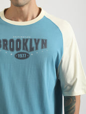 Brooklyn 1977 Blue, Cream Half Sleeve T-Shirt
