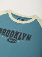 Brooklyn 1977 Blue, Cream Half Sleeve T-Shirt