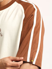 Beyound Cream, Brown Half Sleeve T-Shirt