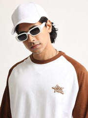 Star M White, Brown Half Sleeve T-Shirt