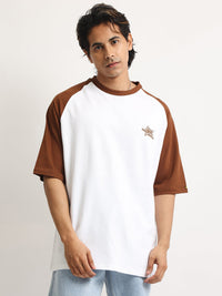 Star M White, Brown Half Sleeve T-Shirt