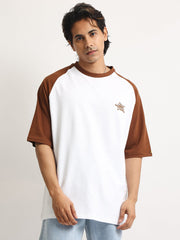 Star M White, Brown Half Sleeve T-Shirt
