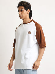 Star M White, Brown Half Sleeve T-Shirt