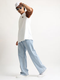 Star M White, Brown Half Sleeve T-Shirt