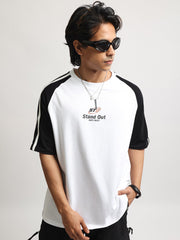Standout White, Black Half Sleeve T-Shirt