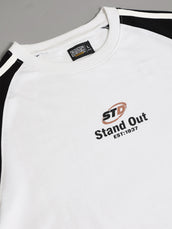 Standout White, Black Half Sleeve T-Shirt