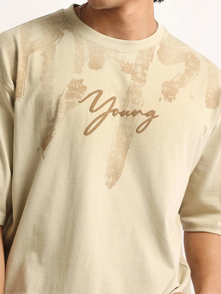 Biscuit T-Shirt & Brown Trackpant Co-Ord Set